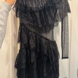 House of Harlow 1960 Black One Shoulder Lace Dress